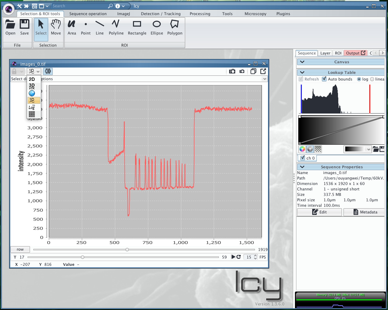 Chart1DCanvas screen shot